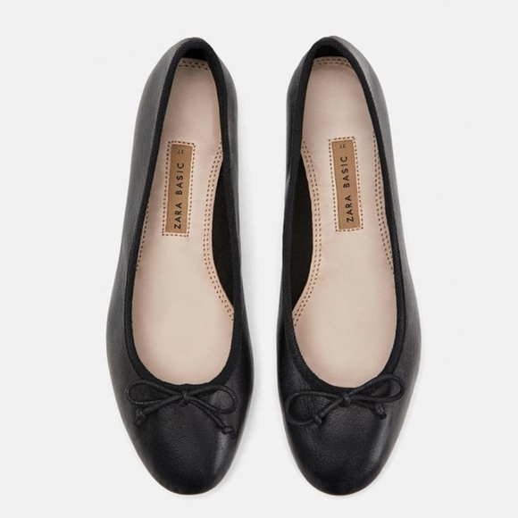 Zara | Leather Ballerinas with Bow Detail - Picture 1 of 6